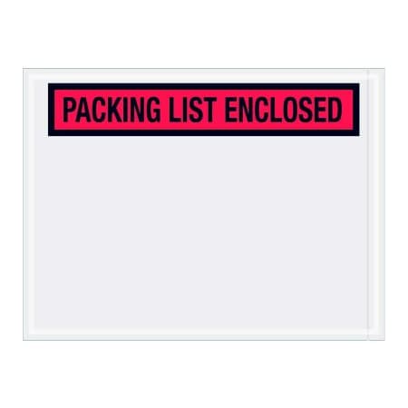 Box Packaging Panel Face Envelopes , "Packing List Enclosed" Print, Top Opening, 6"L x 4-1/2"W, Red, 1000/Pack PL451